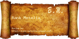 Bank Metella névjegykártya